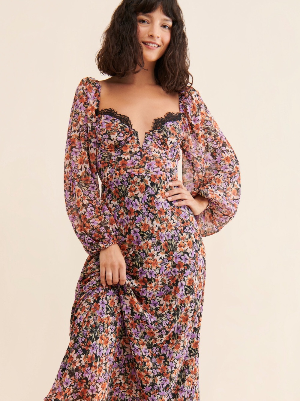 ASTR The Label Sylvie Floral Maxi Dress Size M Romantic Event Dress - Picture 16 of 16